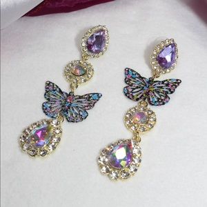 S925 Fine Jewelry long Earrings butterfly